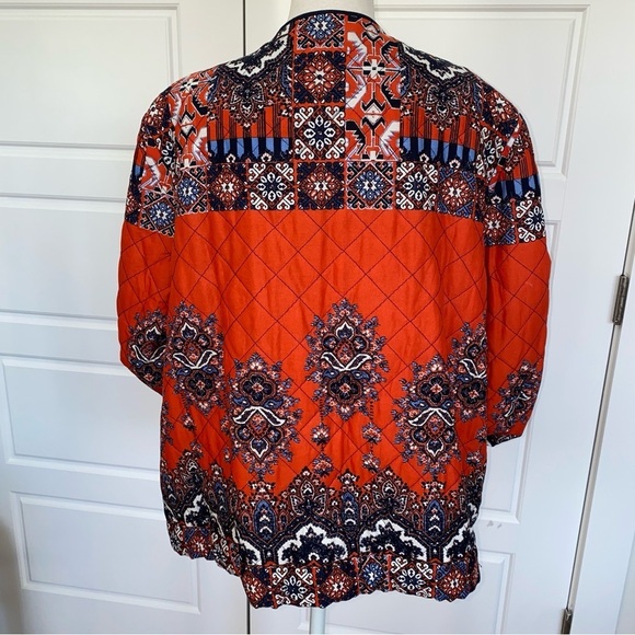 Ruby Rd Orange Lightly Quilted Jacket with Geometric Pattern - Picture 10 of 12